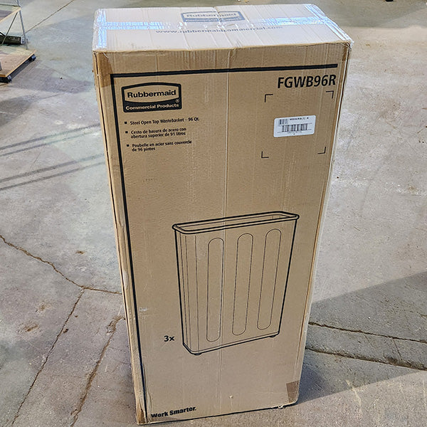 Rubbermaid FGWB96RBK Commercial Steel Wastebasket