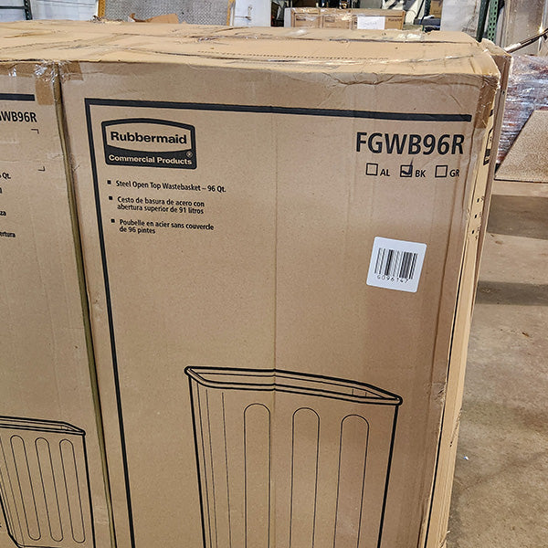 Rubbermaid FGWB96RBK Commercial Steel Wastebasket